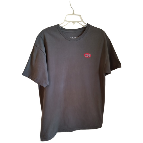 AC DC Band T-Shirt Men's L Gray Cotton  Embroidered Patch Short Sleeve Crewneck - Picture 6 of 11